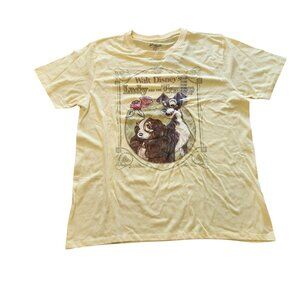 Disney Lady And The Tramp T-Shirt Yellow Graphic Print Unisex XL NEW NWT